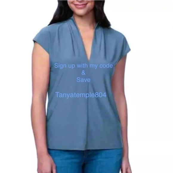 Buffalo Ladies' V-Neck Short Sleeve Blouse - Picture 1 of 13